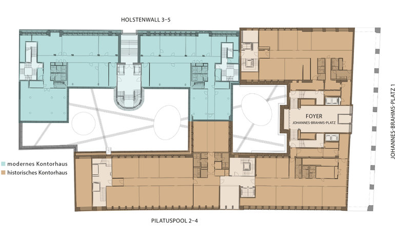 Grundriss der 2 Gebäudeteile im BRAHMS KONTOR